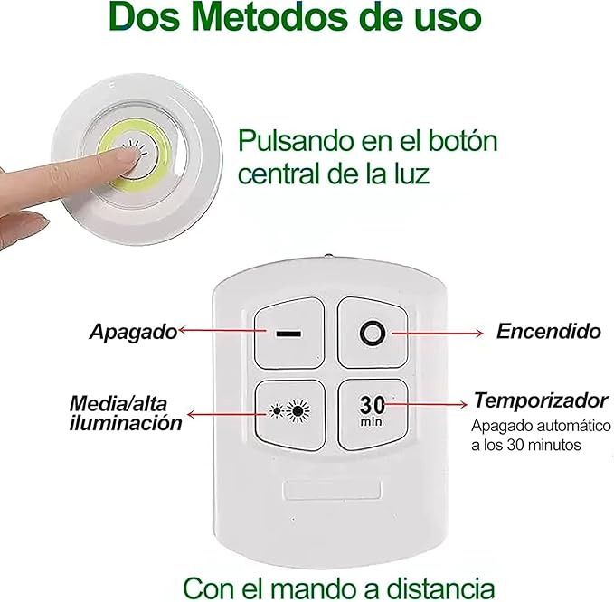 Pack de 3 Luces LED Portátiles Inalámbricas + Control Remoto