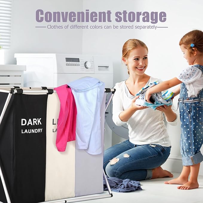 Hamper Clasificador de Ropa con 3 Divisiones – Plegable