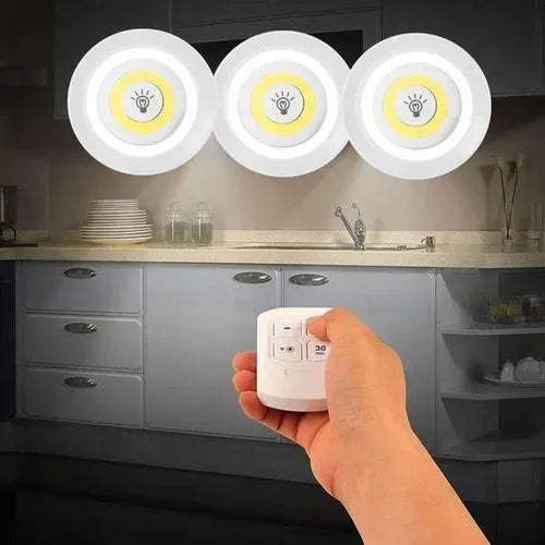 Pack de 3 Luces LED Portátiles Inalámbricas + Control Remoto